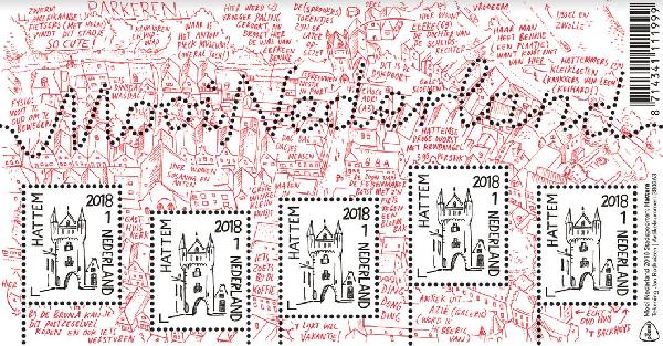 Burgemeester ontvangt eerste vel postzegels met tekening Dijkpoort >Update 29-1:videoverslag<