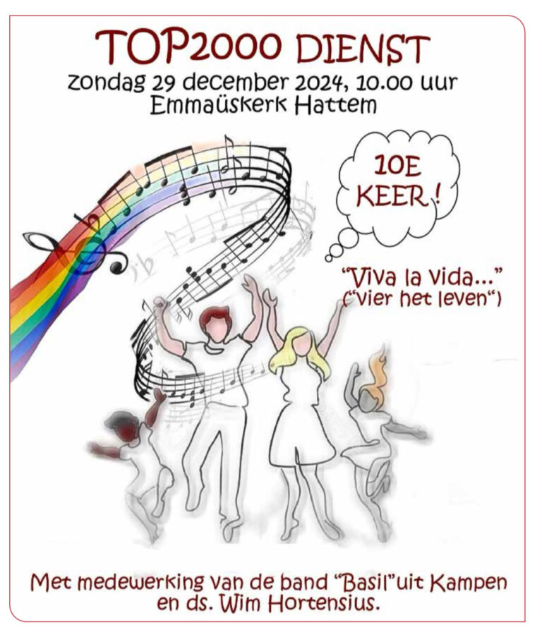 Jubileum Top 2000 dienst in Emmaüskerk