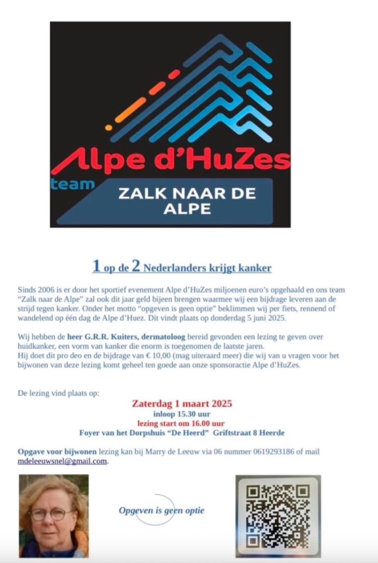 Zalk naar de Alpe: lezing huidkanker